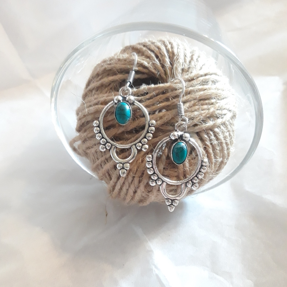 Chandelier Turquoise Facet Earrings